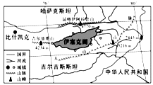 材料三:左图为伊塞克湖地理位置示意图.