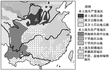 水土流失现象在我国十分严重下图为我国部分地区水土流失类型分布图